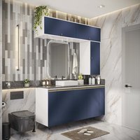 Conjunto para Banheiro Kappesberg Celeste 7 Peças Branco/Azul 160cm