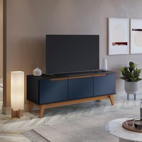 Rack Kappesberg 3 Portas Preto Fosco/Azul Profundo 136cm