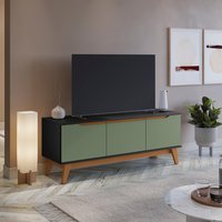 Rack Kappesberg 3 Portas Preto Fosco/Verde Oliva 136cm