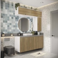 Conjunto para Banheiro Kappesberg Celeste 7 Peças Branco/Nogueira 160cm