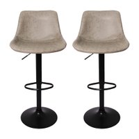 Kit 2 Banquetas Com Encosto Alto Para Cozinha Americana Balcão Bar Ilha Area Gourmet Altura Regulável Roma Cinza Vintage