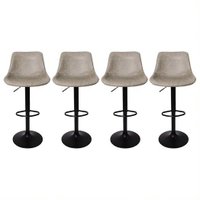 Kit 4 Banquetas Altas Estofado Para Cozinha Americana Balcão Ilha Área Gourmet Altura Regulável Roma Cinza Vintage