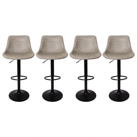 Kit 4 Banquetas Altas Estofado Para Cozinha Americana Balcão Ilha Área Gourmet Altura Regulável Roma Cinza Vintage