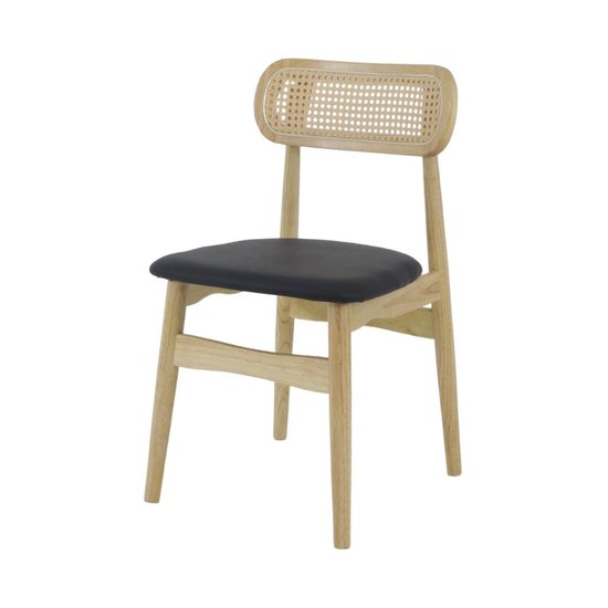 Cadeira de Jantar Luxo Moderna Estofada em Palha Natural Rústico Rainer Preto