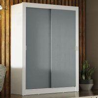 Guarda-Roupa Solteiro Madesa Denver 2 Portas de Correr B Branco/Cinza