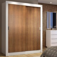 Guarda-Roupa Solteiro Madesa Denver 2 Portas de Correr B Branco/Rustic