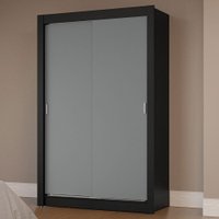 Guarda-Roupa Solteiro 2 Portas de Correr Milano Madesa Preto/Cinza