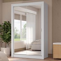 Guarda-Roupa Solteiro 2 Portas de Correr com Espelhos 4 Gavetas Vivare Plus Madesa Branco