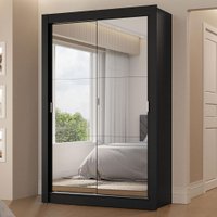 Guarda-Roupa Solteiro 2 Portas de Correr com Espelhos 2 Gavetas Vivare Madesa Preto