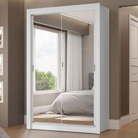 Guarda-Roupa Solteiro 2 Portas de Correr com Espelhos 2 Gavetas Vivare Madesa Branco