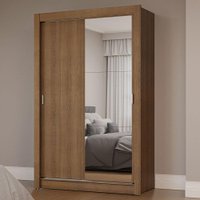 Guarda-Roupa Solteiro 2 Portas de Correr com Espelho Milano Madesa Rustic