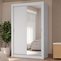 Guarda-Roupa Solteiro 2 Portas de Correr com Espelho 4 Gavetas Vivare Plus Madesa Branco