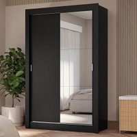 Guarda-Roupa Solteiro 2 Portas de Correr com Espelho 4 Gavetas Vivare Plus Madesa Preto