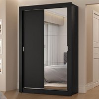 Guarda-Roupa Solteiro 2 Portas de Correr com Espelho 2 Gavetas Vivare Madesa Preto
