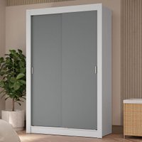 Guarda-Roupa Solteiro 2 Portas de Correr 4 Gavetas Vivare Plus Madesa Branco/Cinza