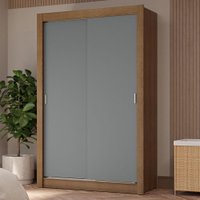 Guarda-Roupa Solteiro 2 Portas de Correr 4 Gavetas Vivare Plus Madesa Rustic/Cinza