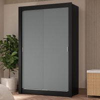 Guarda-Roupa Solteiro 2 Portas de Correr 4 Gavetas Vivare Plus Madesa Preto/Cinza