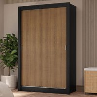 Guarda-Roupa Solteiro 2 Portas de Correr 4 Gavetas Vivare Plus Madesa Preto/Rustic