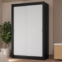 Guarda-Roupa Solteiro 2 Portas de Correr 4 Gavetas Vivare Plus Madesa Preto/Branco