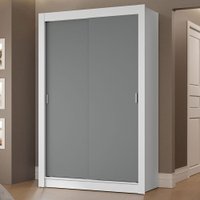 Guarda-Roupa Solteiro 2 Portas de Correr 2 Gavetas Vivare Madesa Branco/Cinza