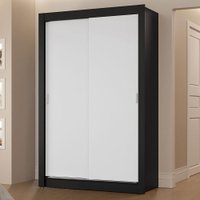 Guarda-Roupa Solteiro 2 Portas de Correr 2 Gavetas Vivare Madesa Preto/Branco