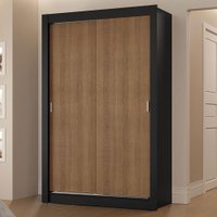 Guarda-Roupa Solteiro 2 Portas de Correr 2 Gavetas Vivare Madesa Preto/Rustic