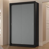 Guarda-Roupa Solteiro 2 Portas de Correr 2 Gavetas Vivare Madesa Preto/Cinza
