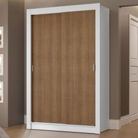 Guarda-Roupa Solteiro 2 Portas de Correr 2 Gavetas Vivare Madesa Branco/Rustic