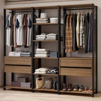 Guarda-Roupa Closet Modulado Valencia 4 Gavetas 199cm Rustic/Preto Madesa 02 	 Rustic/Preto