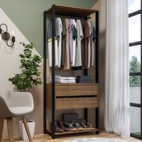 Guarda-Roupa Closet Modulado Valencia 2 Gavetas 70cm Rustic/Preto Madesa 	 Rustic/Preto