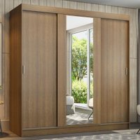 Guarda-Roupa Casal Madesa Reno 3 Portas de Correr com Espelho R Rustic