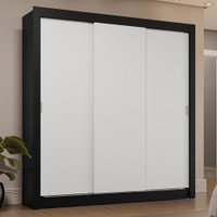 Guarda-Roupa Casal 3 Portas de Correr Sublime Plus Madesa Preto/Branco