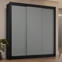 Guarda-Roupa Casal 3 Portas de Correr Sublime Plus Madesa Preto/Cinza