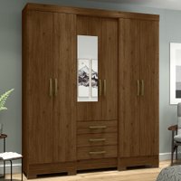 Guarda-Roupa Casal 6 Portas 3 Gavetas Castanho Hp Lírio - Pnr Móveis