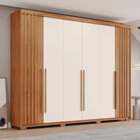 Guarda-Roupa Casal Cala 6 Portas 4 Gavetas Flex Nature/Off White - Pnr Móveis