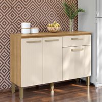 Balcão de Cozinha 3 Portas e 1 Gaveta com Tampo 1,20m Versalhes Madeirado / Areia Kit's Paraná