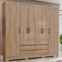Guarda-Roupa Casal 6 Portas 6 Gavetas Jequitibá Newcastle - Pnr Móveis