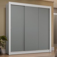 Guarda-Roupa Casal 3 Portas de Correr Sublime Plus Madesa Branco/Cinza