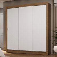 Guarda-Roupa Casal 3 Portas de Correr Sublime Madesa Rustic/Branco
