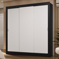 Guarda-Roupa Casal 3 Portas de Correr Sublime Madesa Preto/Branco