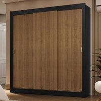 Guarda-Roupa Casal 3 Portas de Correr Sublime Madesa Preto/Rustic