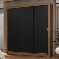 Guarda-Roupa Casal 3 Portas de Correr Sublime Madesa Rustic/Preto