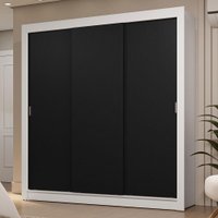 Guarda-Roupa Casal 3 Portas de Correr Sublime Madesa Branco/Preto