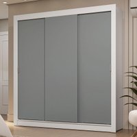 Guarda-Roupa Casal 3 Portas de Correr Sublime Madesa Branco/Cinza