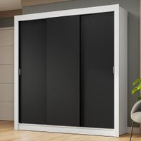 Guarda-Roupa Casal 3 Portas de Correr Nobre Madesa Branco/Preto