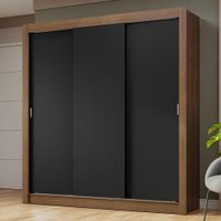 Guarda-Roupa Casal 3 Portas de Correr Nobre Madesa Rustic/Preto