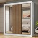 Guarda-Roupa Casal 3 Portas de Correr com Espelhos Nobre Madesa Branco/Rustic