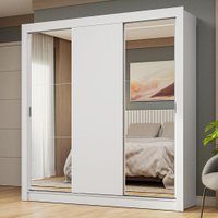 Guarda-Roupa Casal 3 Portas de Correr com Espelhos Nobre Madesa Branco
