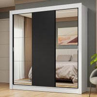 Guarda-Roupa Casal 3 Portas de Correr com Espelhos Nobre Madesa Branco/Preto