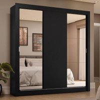 Guarda-Roupa Casal 3 Portas de Correr com Espelhos 4 Gavetas Sublime Plus Madesa Preto
